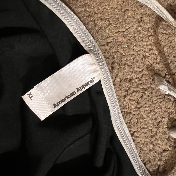 LOT 2 American Apparel String Triangle Bikini Tops Slide Black w/Metallic Silver - Picture 7 of 8